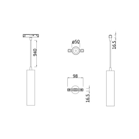 Sprinkle lamp suspended Technical TR016-2-12W4K-W, LED, 12 W, 300x1120 mm, 800 lm, 4000k, white-2