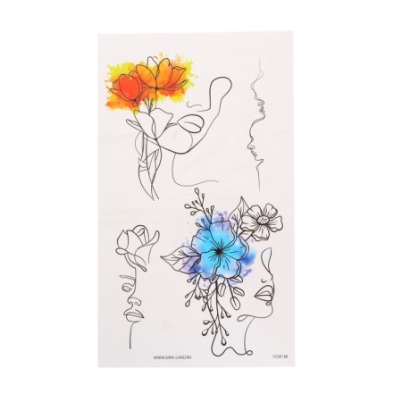 Set with tattoo transmission "Faces with flowers"-1