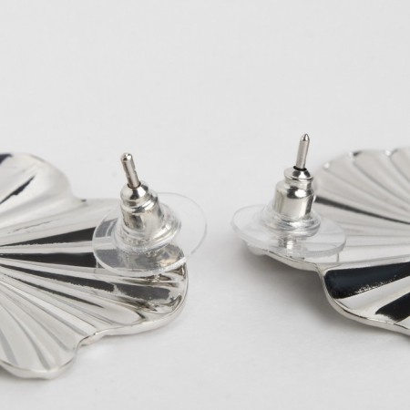 Earrings Metal "Atmosphere" compressed flowers, color silver-2