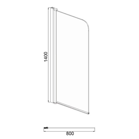 Azario Merrit 800x1400 mm bath curtain, transparent glass 5 mm, black profile color black-2