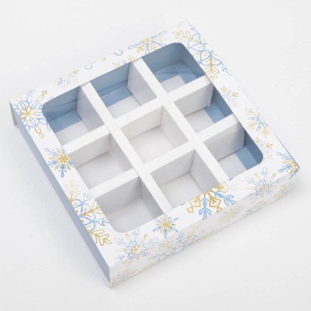 Box for 9 sweets with “New Year” cells 14.5 x 14.5 x 3.5 cm, New Year-2