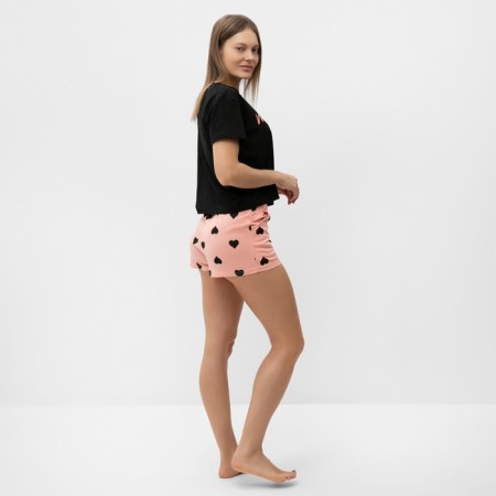 Female homemade set (T -shirt/shorts), color peach, size 46-4