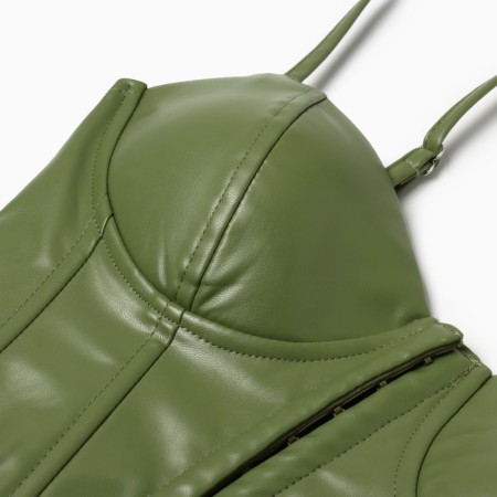 Women's leather corset, mist, p. L, khaki-7