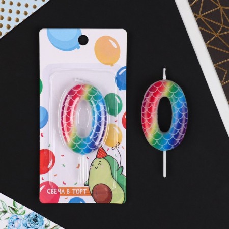 Candle for the cake, number “0”, multi -colored, 5.5 x 8 cm.-1