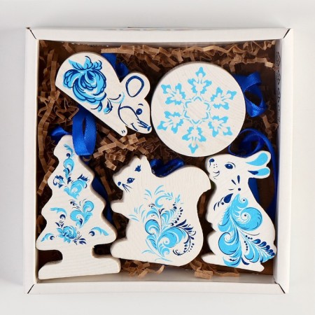 A set of Christmas tree toys "Winter patterns" 5 parts-4