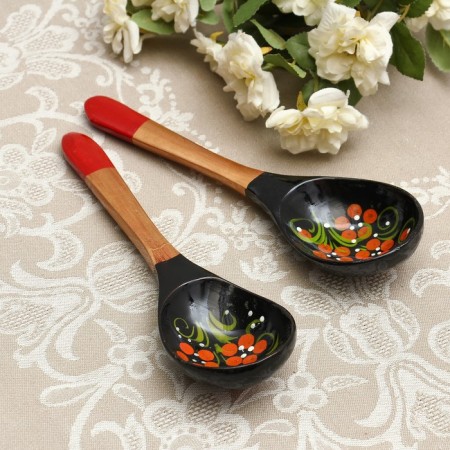 Spoon "Chernushka", salad, 6 × 21, Khokhloma-3