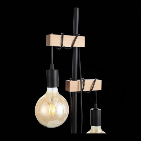 Floor lamp EVOLUCE. SL1142.405.01. Bagetti. 2x60 watts, E27, 24x26x160 cm, black color, light wood-2