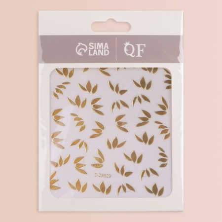 Nail stickers "petals", golden color-1
