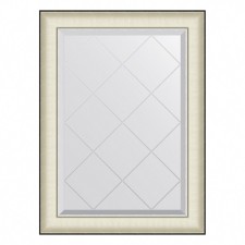 EvoForm mirror in a baguette frame, with an engraving, 78 mm, 64x87 cm, color white skin with chromium