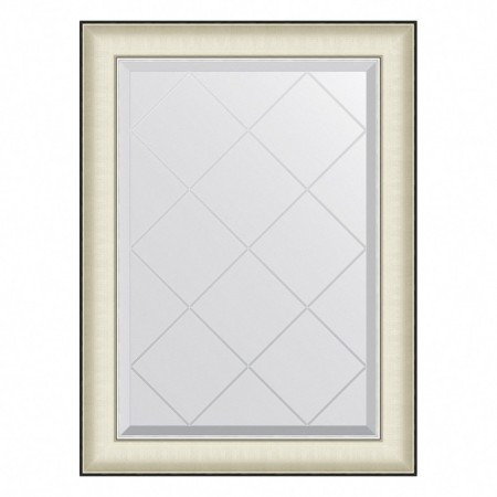 EvoForm mirror in a baguette frame, with an engraving, 78 mm, 64x87 cm, color white skin with chromium