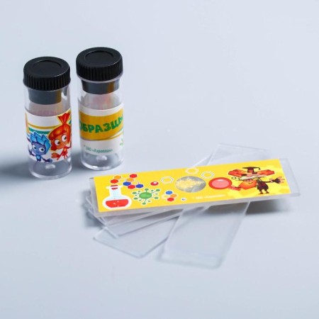 Microscope fixiki with a set for research, light, mix-6