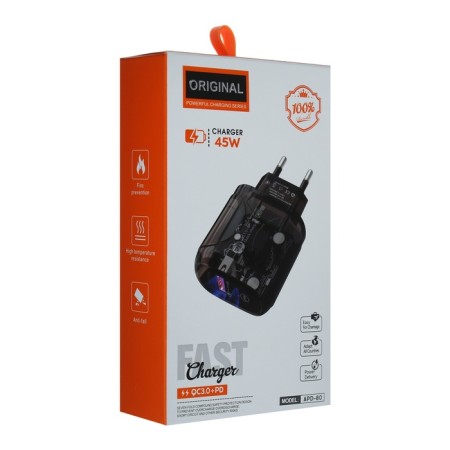 Network charger OR -000, 3 A, USB, Type-C, transparent, black-6