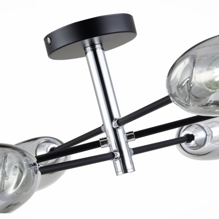 Ceiling EVOLUCE lamp. Sle155512-06. Gloa. 6x40 watts, E14, 68x68x22 cm, black color, chrome-8