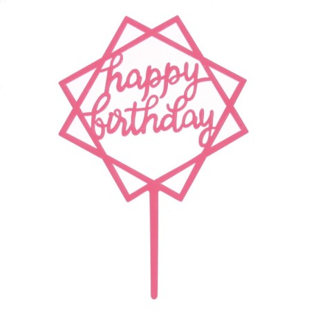 Topper "Happy Birthday", pink color