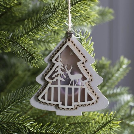 Christmas tree toy "Christmas tree with a deer", from batteries, a glow of warm white-1