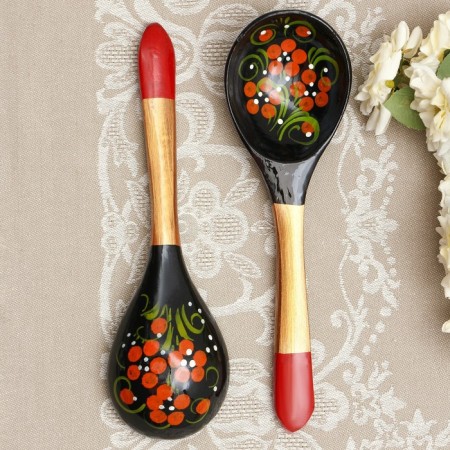 Spoon "Chernushka", salad, 6 × 21, Khokhloma-5
