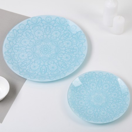 Dining Service "Lace", 7 items: D = 30 cm - 1 pc, d = 20 cm - 6 pcs, the color of the blue-1