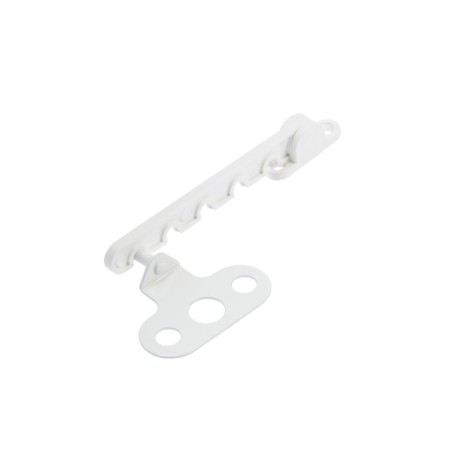 The opening limiter is plastic, with a metal galvanized holder, white
