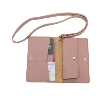 Passport cover, genuine leather, pink 14x10x0.5 cm