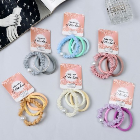 Hair elastic band "Milena" (set of 3 pcs) Buska. Bus, 4 cm, mix-1