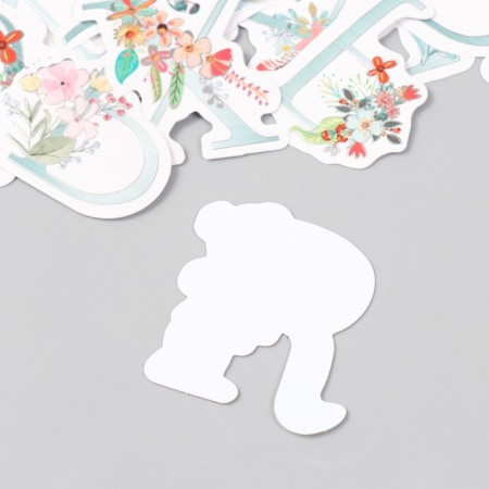 Stickers for creativity "Flower alphabet" embossing silver set 33 pcs 9x7x0.8 cm-4