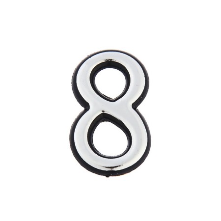 Door number "8", plastic, chromium color