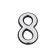 Door number "8", plastic, chromium color