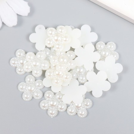 Decor for creativity plastic "Flower" Pearl set 20 pcs 1.7x1.7 cm-2