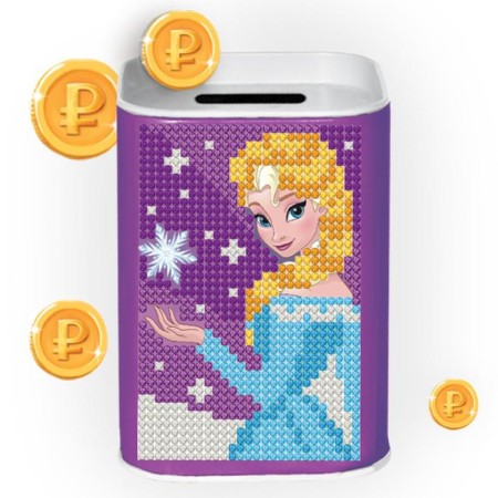 Diamond mosaic on piggy banks, 11.5x8.5 cm, cold heart-4