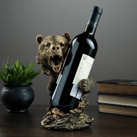 Standing for the bottle "Bear" bronze 15x16x25cm-1