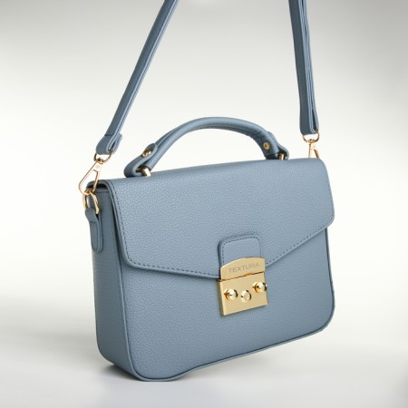 Women's bag on the valve, Textura, small size, blue color-3
