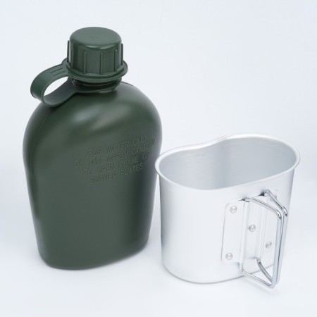 Hiking flask "Adventure", with a 1l cover, plastic, aluminum mug-8