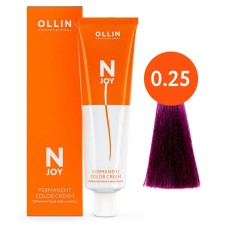 Cream-color hair Permanent Ollin Professional N-Joy, tone 0/25, purple-mahagon (pink), 100 ml