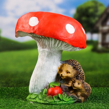 Garden figure "Mushroom with two hedgehogs" 27cm