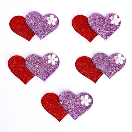 Decorative hearts, set 5 pcs., Size 1 pcs: 5 × 3.5 cm, red-pink color-1
