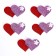 Decorative hearts, set 5 pcs., Size 1 pcs: 5 × 3.5 cm, red-pink color