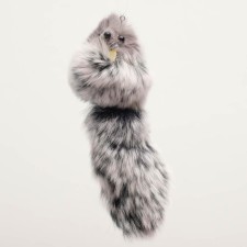 Mouse made of natural rabbit fur, 6 cm, mix of flowers