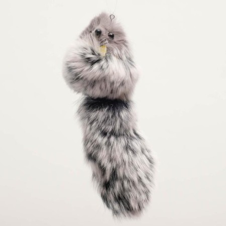 Mouse made of natural rabbit fur, 6 cm, mix of flowers