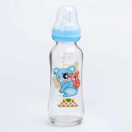 A bottle for feeding, classic throat, 250 ml., 3 months, glass, color mix-3