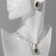 Set 2 objects: earrings, pendant "Edel" trio almonds, emerald white color in gold, 50 cm