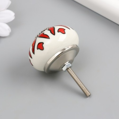 Handle for the casket ceramics, metal "red vegetable pattern" 4,1x4.1x6 cm-1