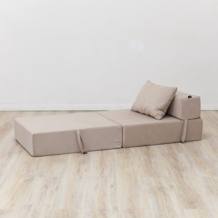 Walked armor-bed "Essen", velor fabric, beige color-3