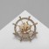 Brooch "helm" with clover, white color in gold