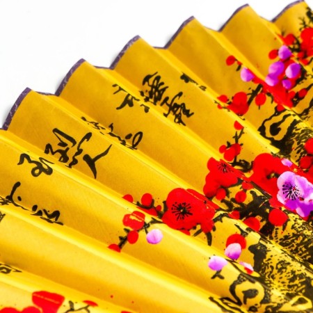 Fan bamboo, textile h = 50 cm "sakura" yellow-2
