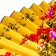 Fan bamboo, textile h = 50 cm "sakura" yellow