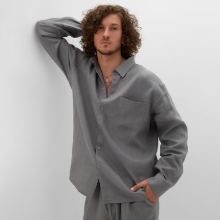 Men's shirt with long sleeve MIST R.48, Gray-4