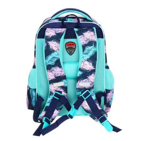 School backpack 37x28x14, ergonomic back, Devente Smart 14l, Happy Owl, for girls, turquoise/purple-4