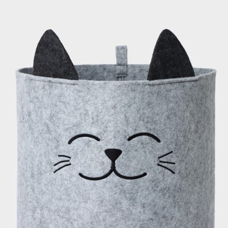 Funny “cat” storage basket, gray color-2