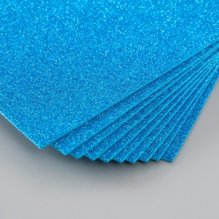 Foamiran glitter 2 mm, 20x30 cm, blue-2