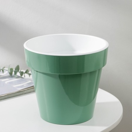 Kashpo for flowers with an insert "Porto", 2.4 liters, jade color-1